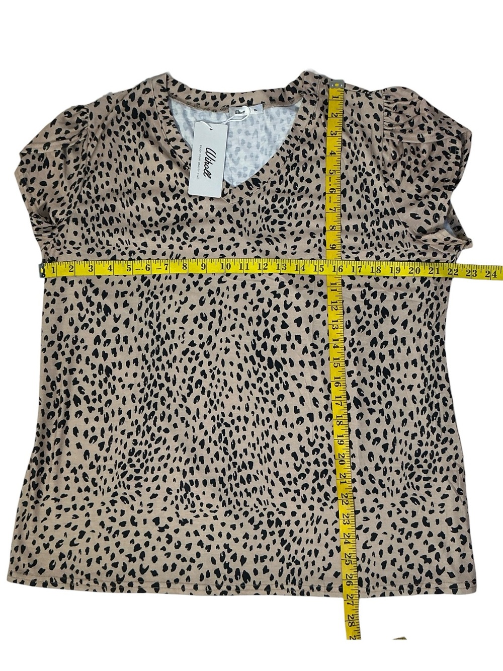 Wiholl Dressy Casual Animal Leopard Print Top V Neck Petal Flutter Sleeve XL - Picture 6 of 16